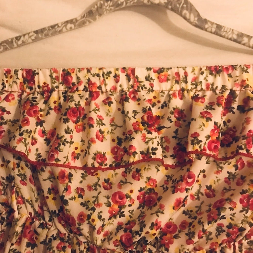 Vintage Jung Kim USA Long Floral Off Shoulder Blouse Size Large - Picture 4 of 8
